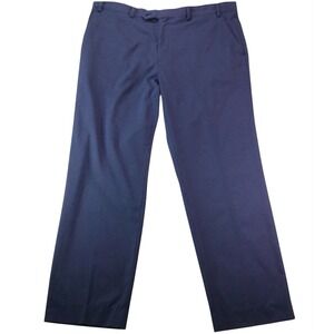 Ralph Lauren Dress Pants Mens 38x32 Blue Poly Viscose Stretch Flat Front Casual